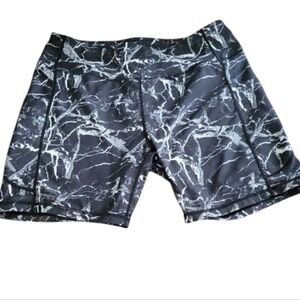 Black and White Marble Print Workout Shorts